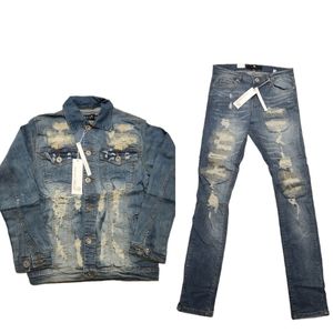 VINTAGE RIPPED JACKET/JEAN SET NEW ❤️FASTSHIPING